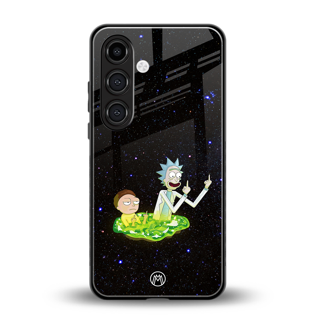 rick and morty fo aesthetic back phone cover | glass case for samsung galaxy s24