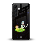 rick and morty fo aesthetic back phone cover | glass case for samsung galaxy s24