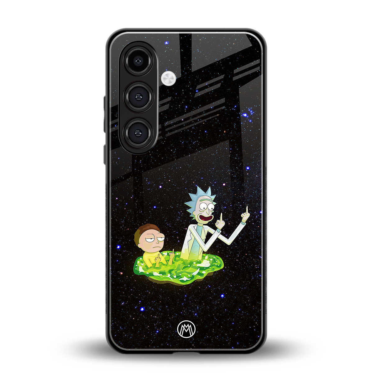 rick and morty fo aesthetic back phone cover | glass case for samsung galaxy s24 plus