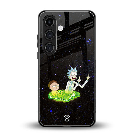 rick and morty fo aesthetic back phone cover | glass case for samsung galaxy s24 fe