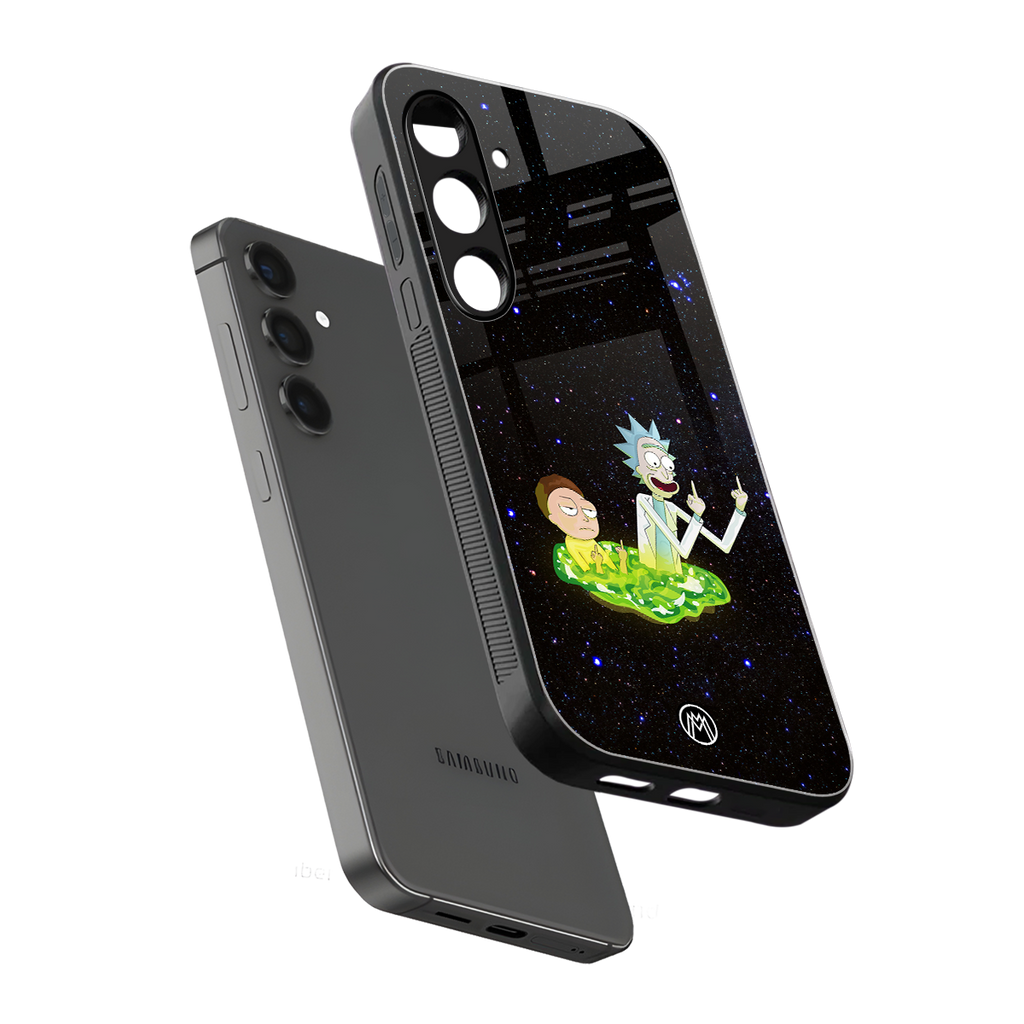 rick and morty fo aesthetic back phone cover | glass case for samsung galaxy s24 fe