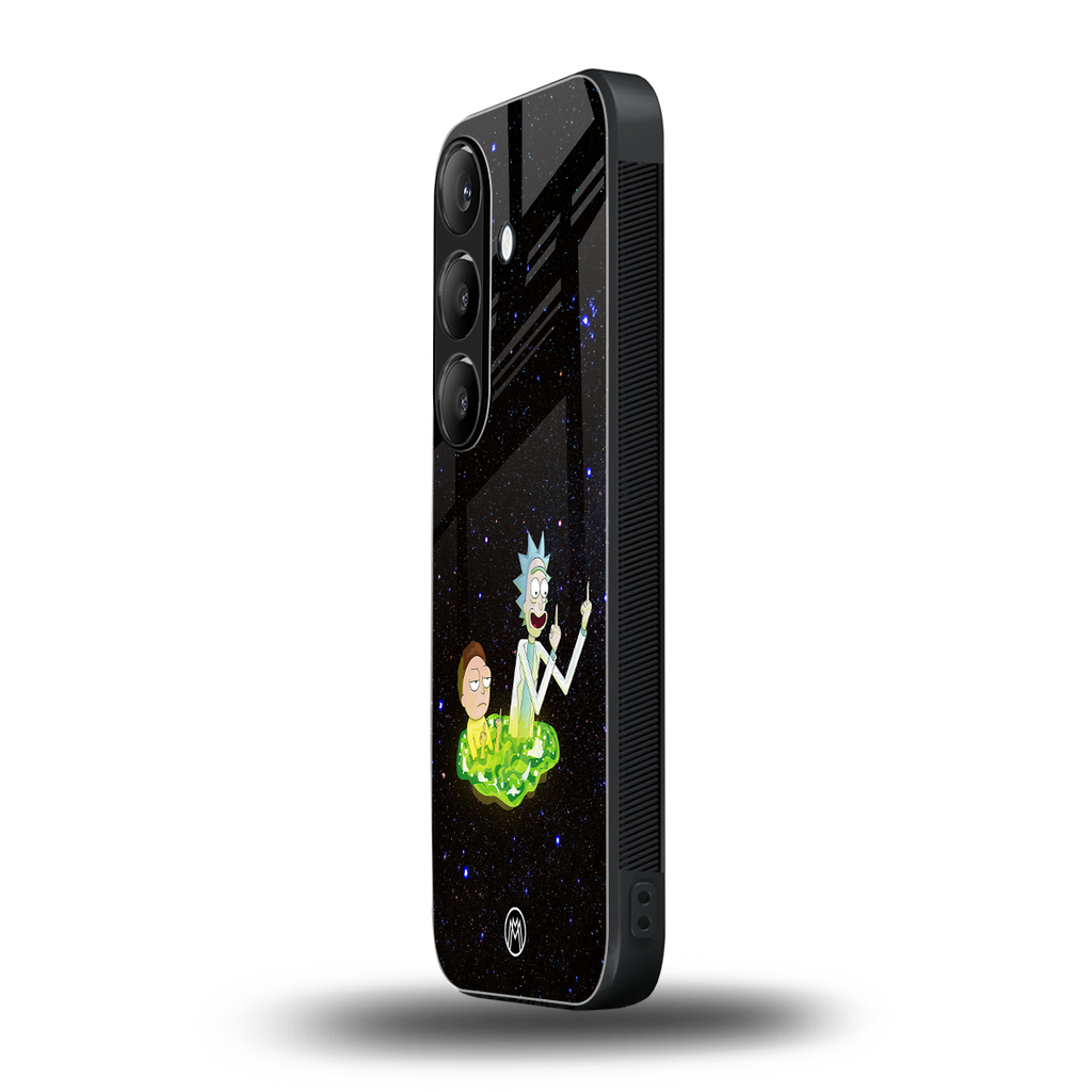 rick and morty fo aesthetic back phone cover | glass case for samsung galaxy s24 plus