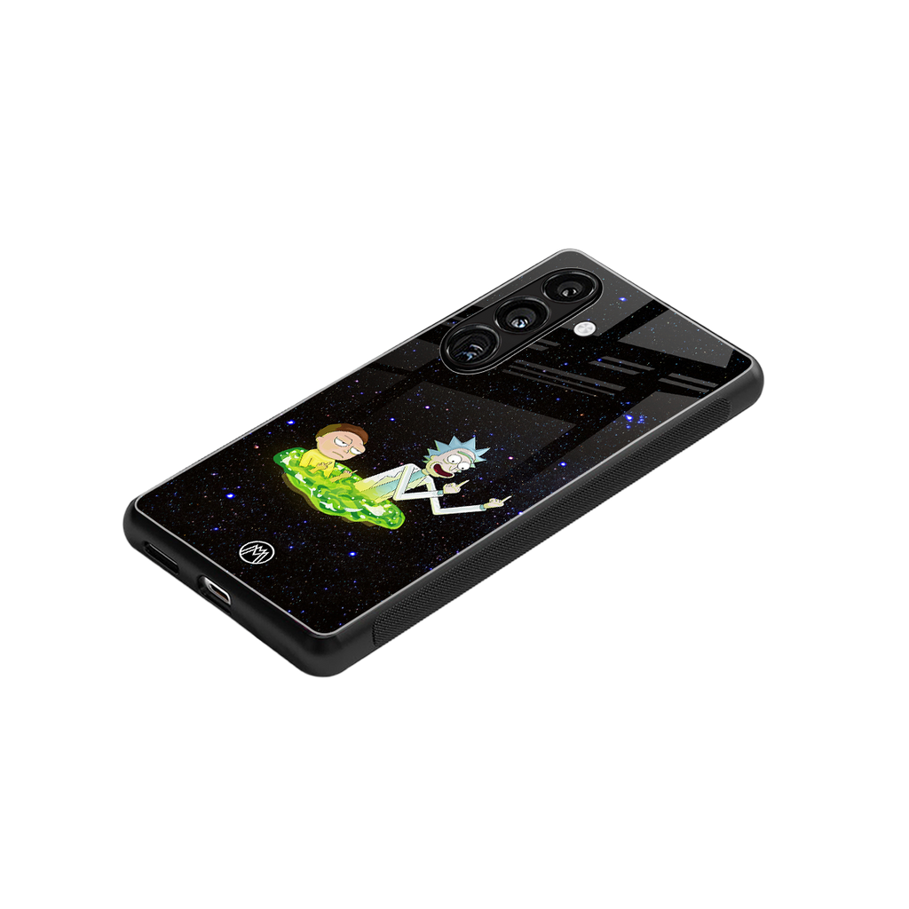rick and morty fo aesthetic back phone cover | glass case for samsung galaxy s24 plus