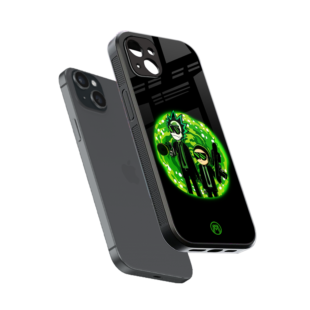 rick and morty schwifty back phone cover | glass case for iphone 15 plus