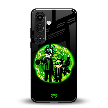 rick and morty schwifty back phone cover | glass case for samsung galaxy s24 fe