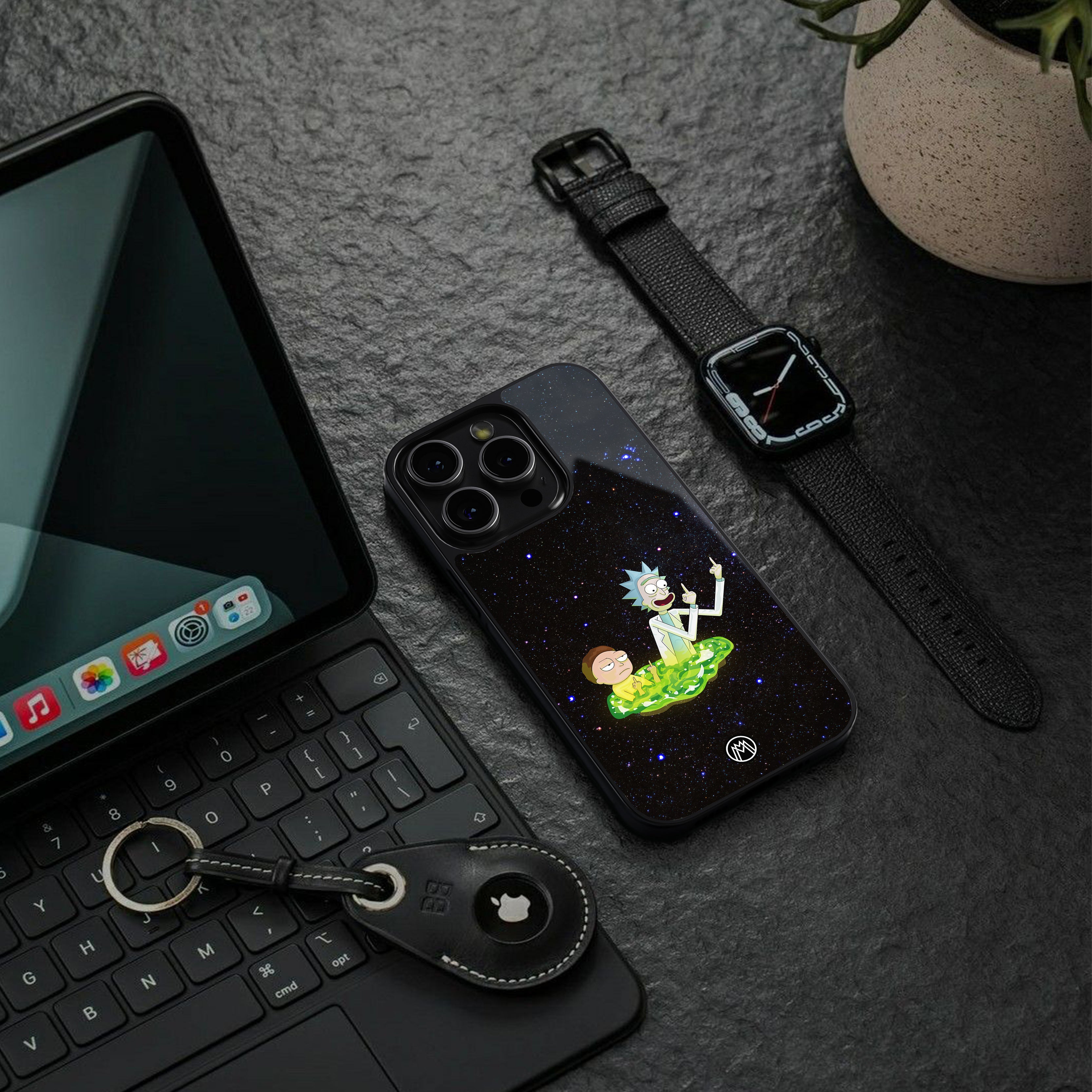 rick and morty fo aesthetic back phone cover | glass case for iphone 16 pro max