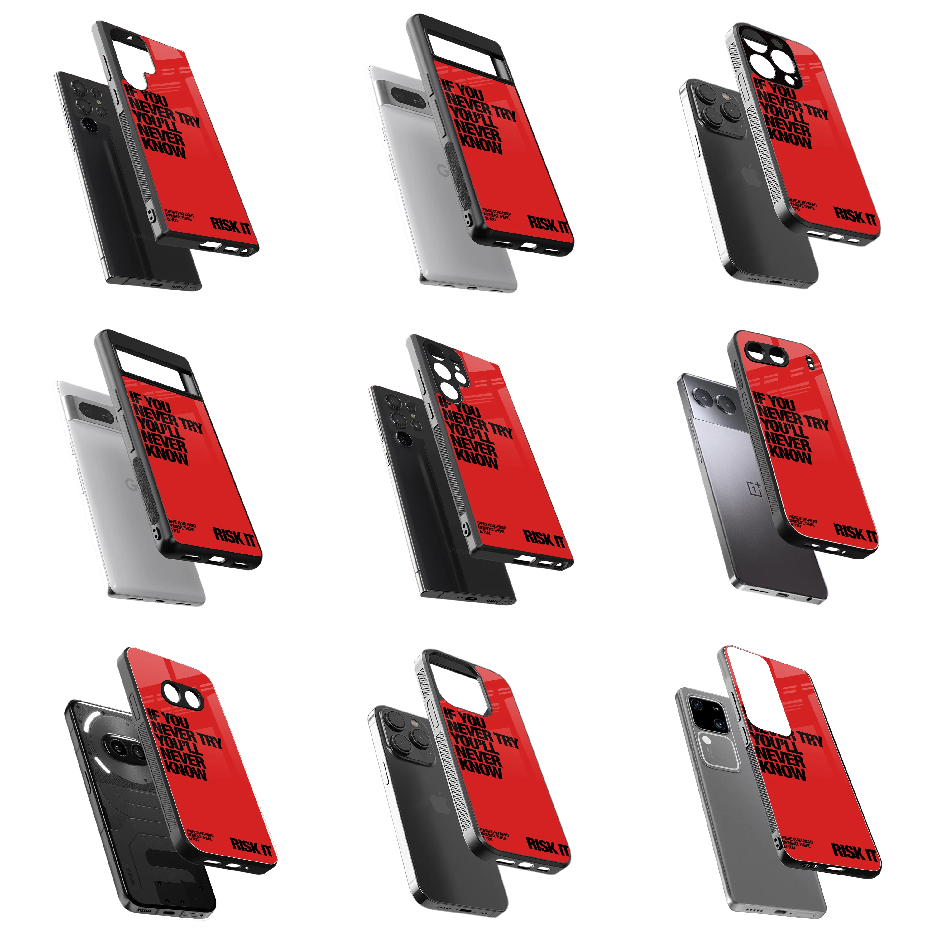 Durable Glass Back Mobile Case for iPhone, Samsung, OnePlus, Google Pixel, Redmi, Vivo, Oppo