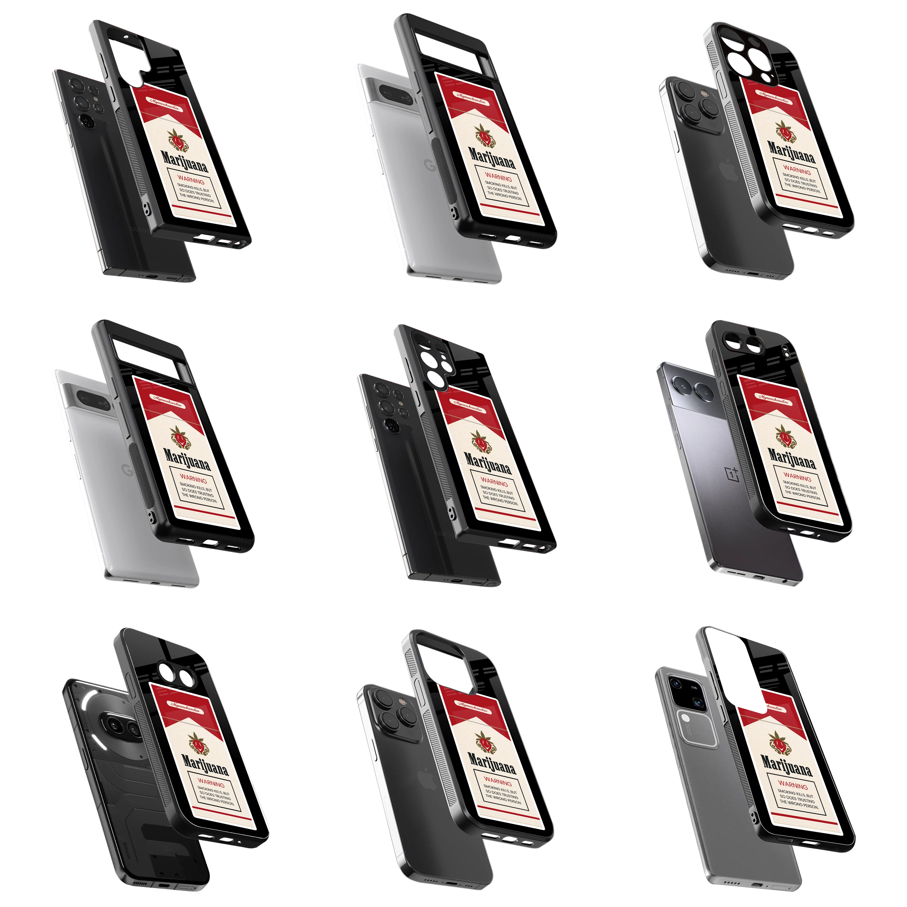Durable Glass Back Mobile Case for iPhone, Samsung, OnePlus, Google Pixel, Redmi, Vivo, Oppo
