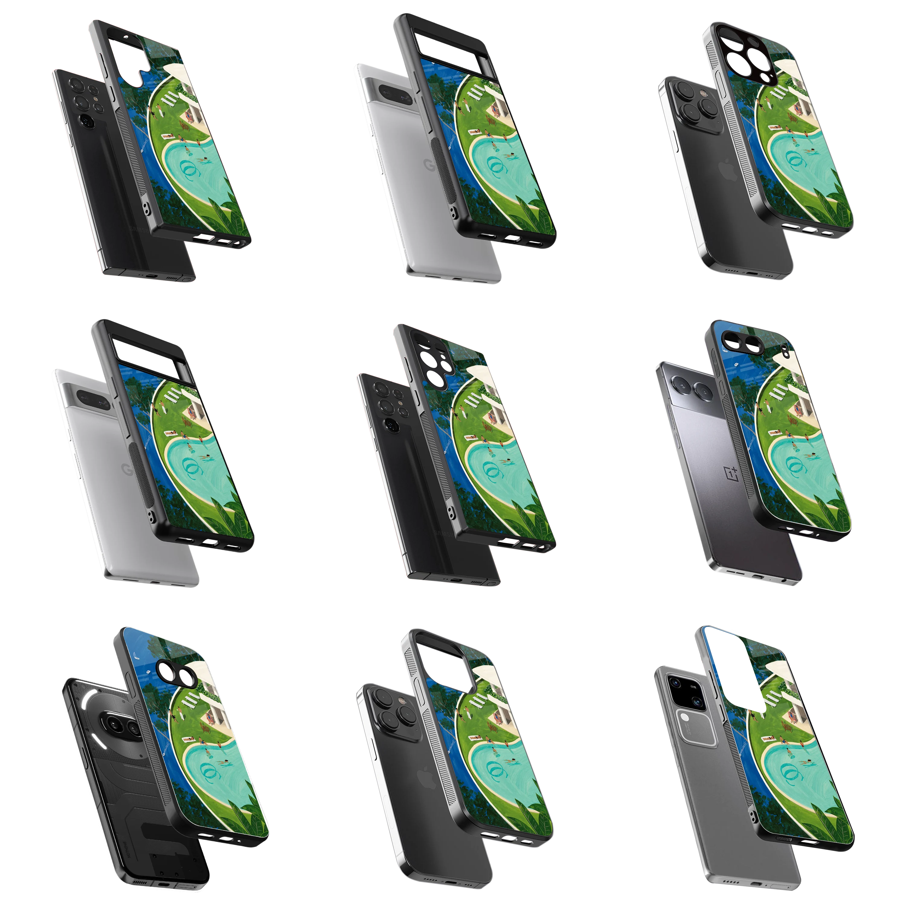 Durable Glass Back Mobile Case for iPhone, Samsung, OnePlus, Google Pixel, Redmi, Vivo, Oppo