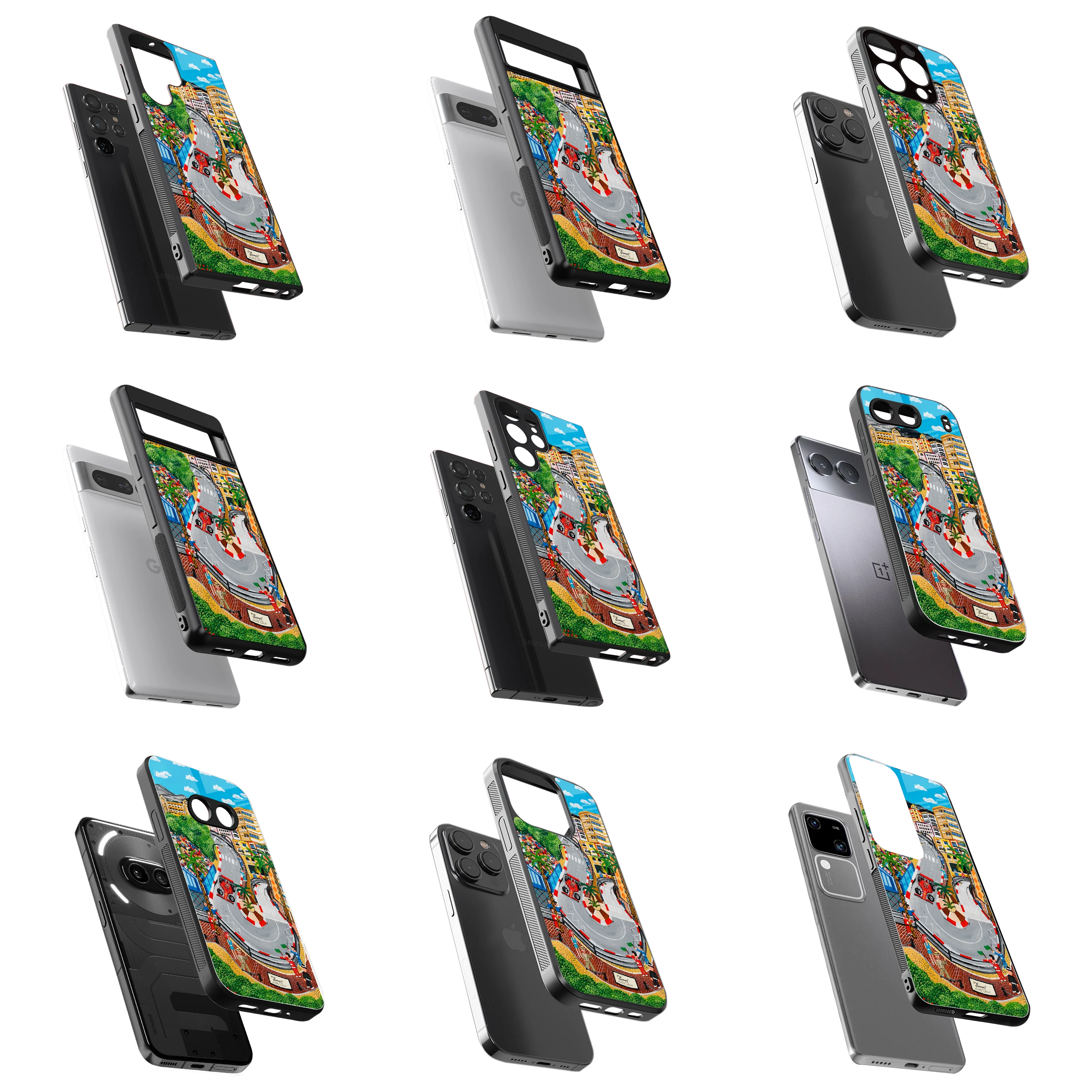 Durable Glass Back Mobile Case for iPhone, Samsung, OnePlus, Google Pixel, Redmi, Vivo, Oppo