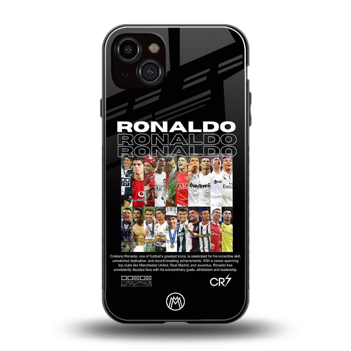 ronaldo back phone cover | glass case for iphone 15 plus