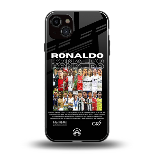 ronaldo back phone cover | glass case for iphone 15 plus