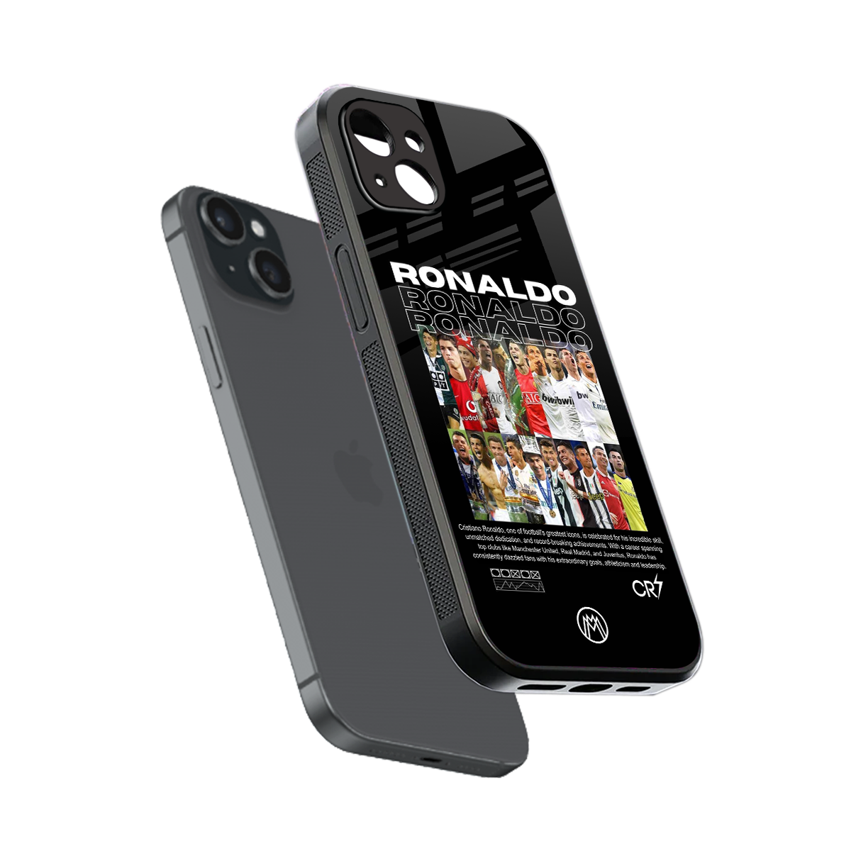 ronaldo back phone cover | glass case for iphone 15 plus
