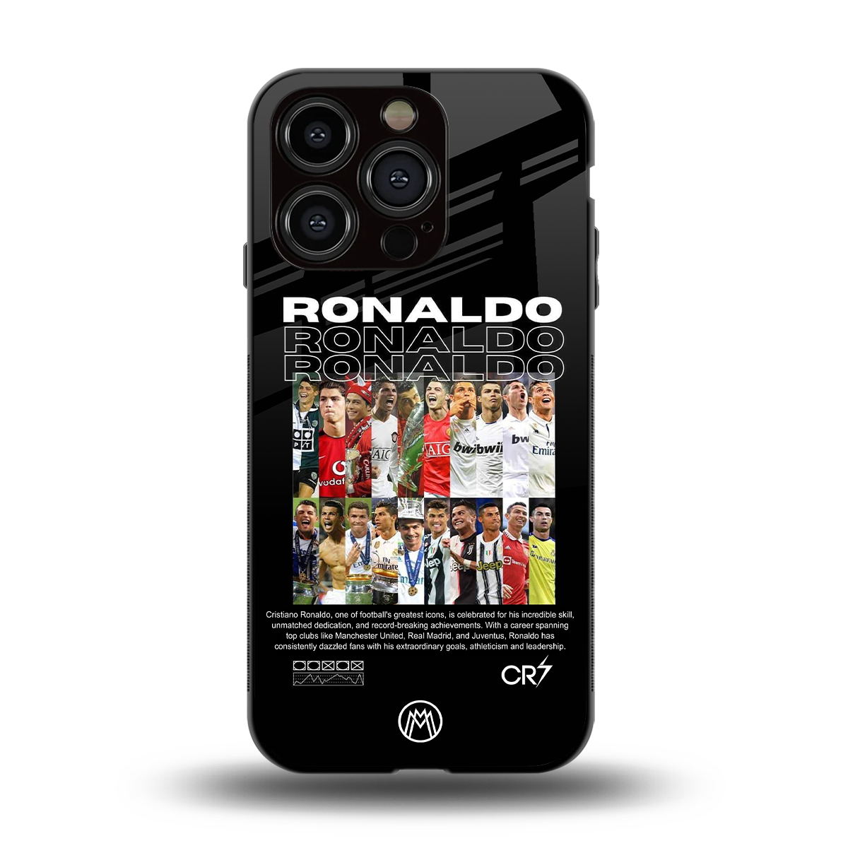 ronaldo back phone cover | glass case for iphone 15 pro