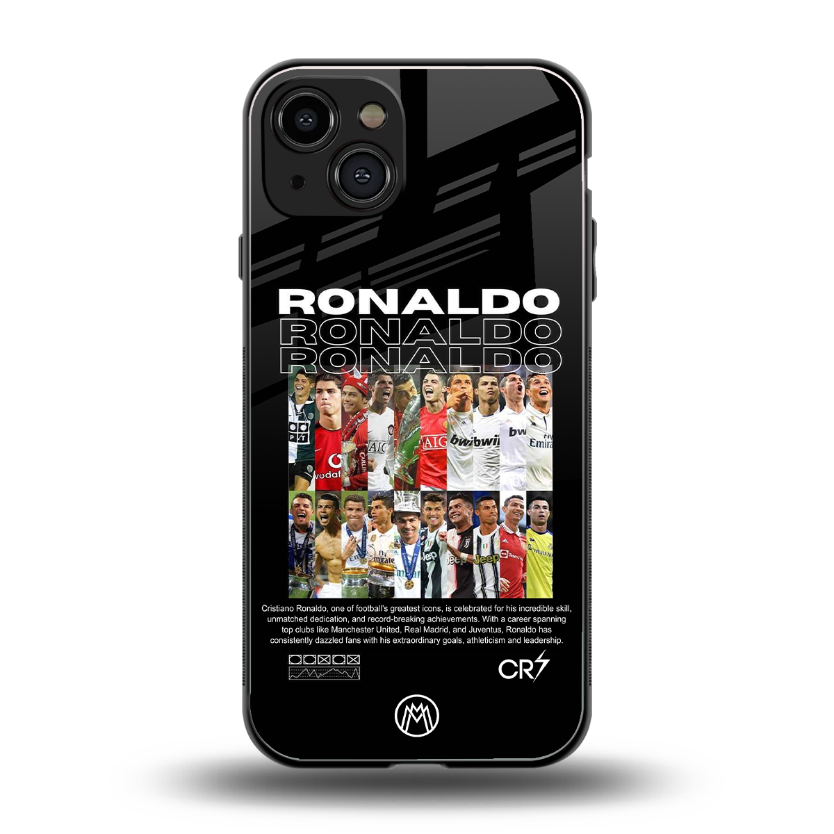 ronaldo back phone cover | glass case for iphone 15