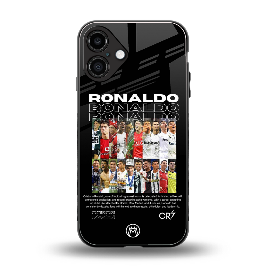 ronaldo back phone cover | glass case for iphone 16 plus