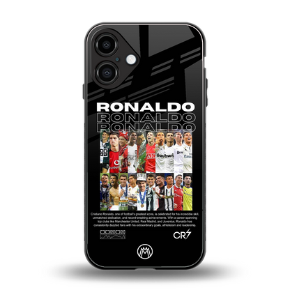 ronaldo back phone cover | glass case for iphone 16 plus