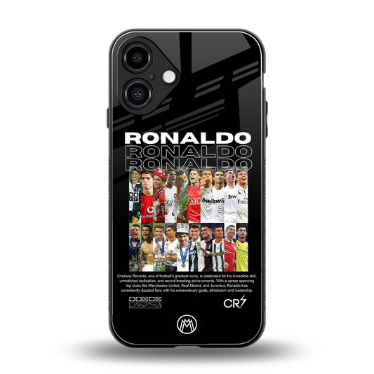 ronaldo back phone cover | glass case for iphone 16 plus