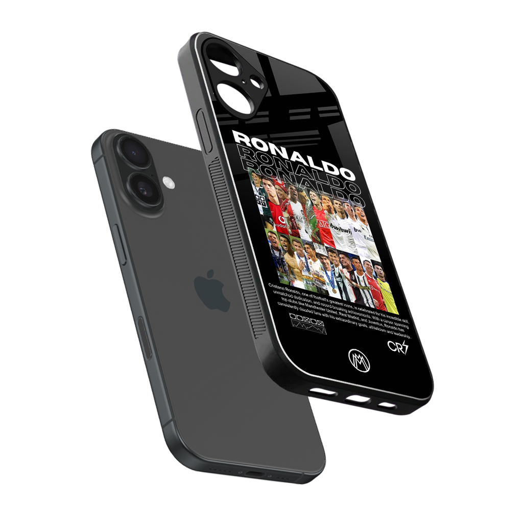 ronaldo back phone cover | glass case for iphone 16 plus