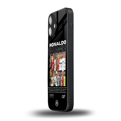 ronaldo back phone cover | glass case for iphone 16 plus