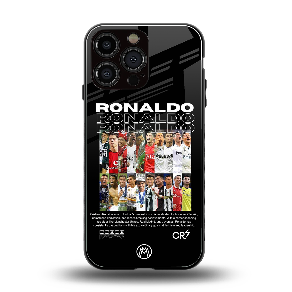 ronaldo back phone cover | glass case for iphone 16 pro max