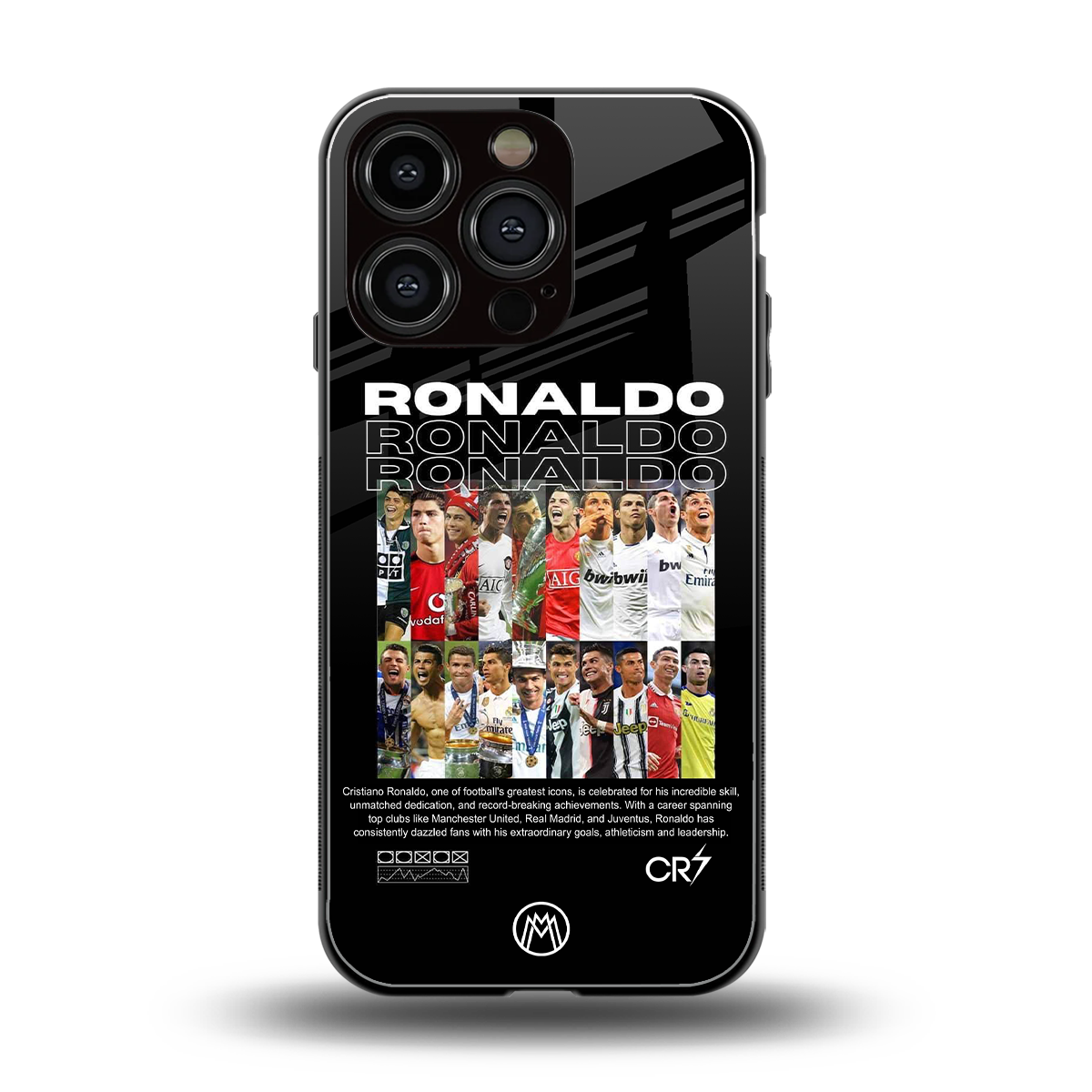 ronaldo back phone cover | glass case for iphone 16 pro