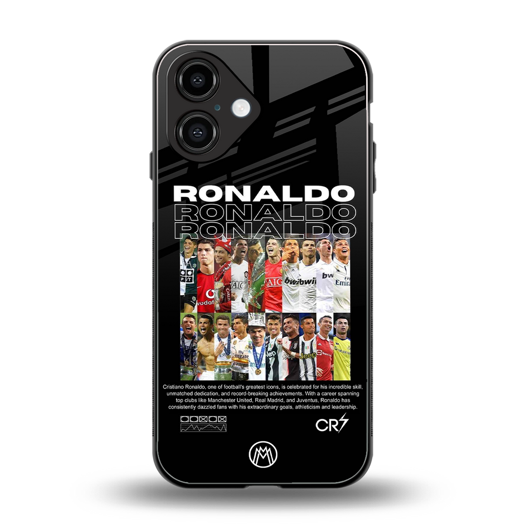 ronaldo back phone cover | glass case for iphone 16
