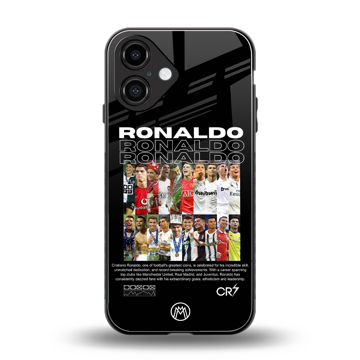 ronaldo back phone cover | glass case for iphone 16