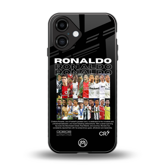 ronaldo back phone cover | glass case for iphone 16
