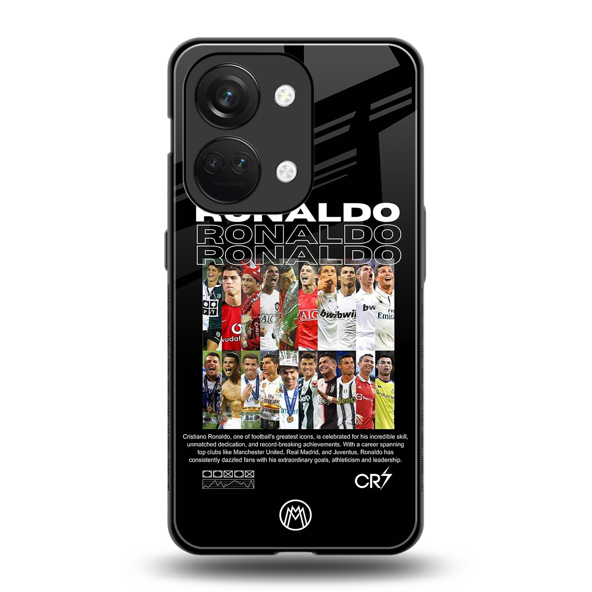 ronaldo back phone cover | glass case for oneplus nord 3