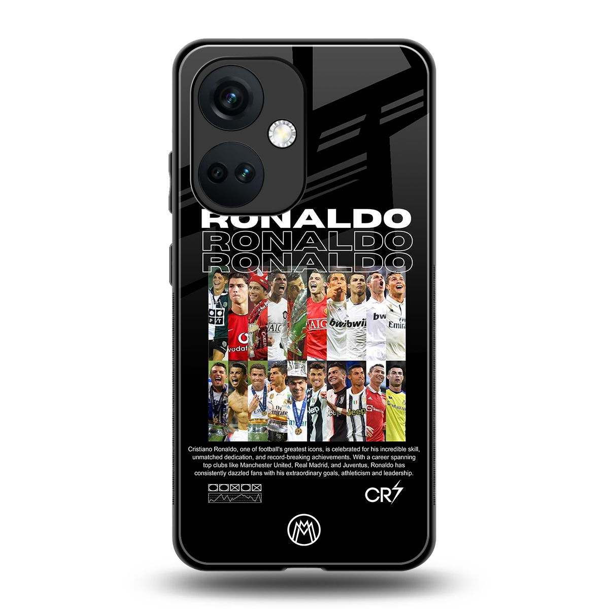 ronaldo back phone cover | glass case for oneplus nord ce 3