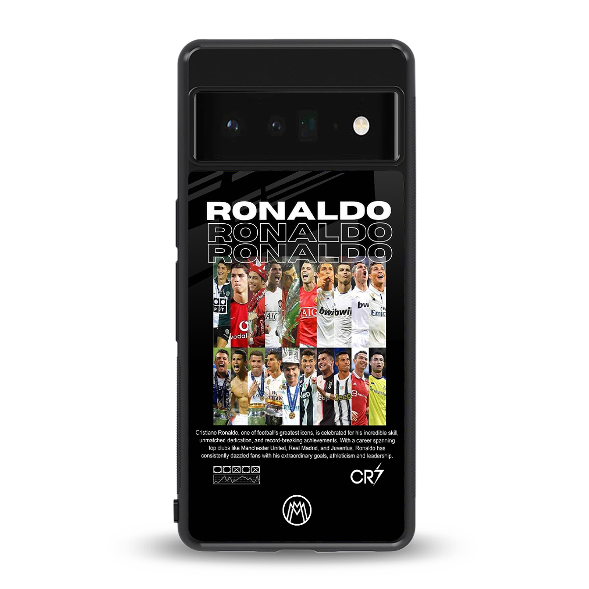 ronaldo back phone cover | glass case for google pixel 6 pro