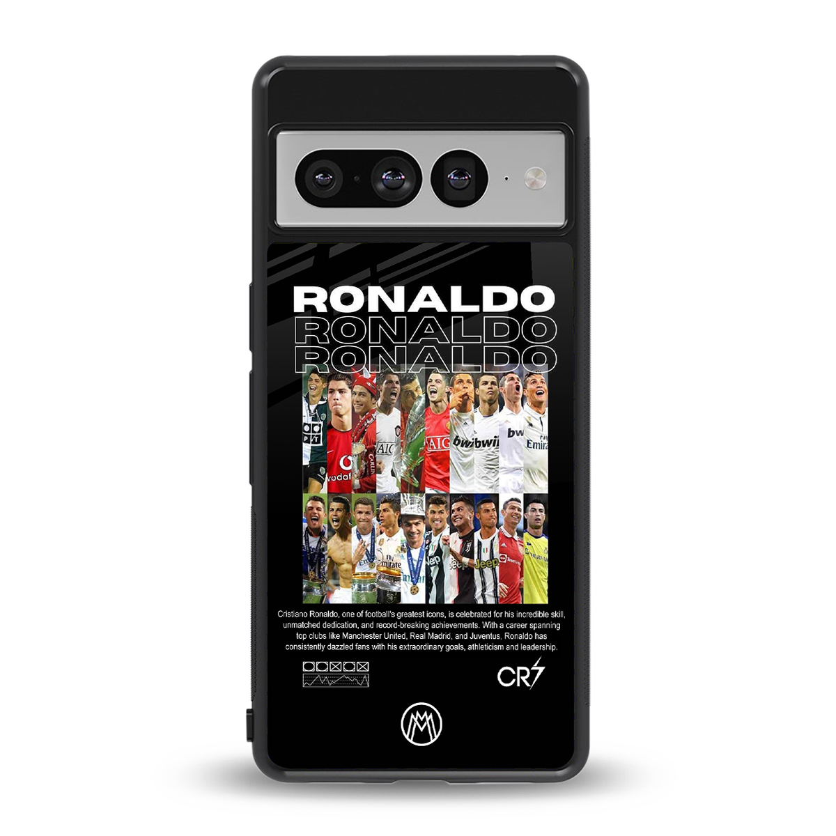 ronaldo back phone cover | glass case for google pixel 7 pro