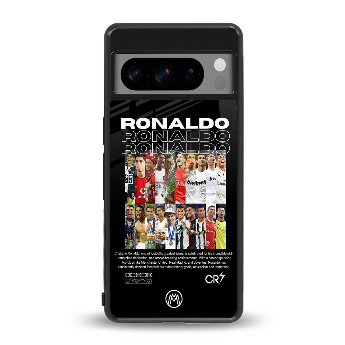 ronaldo back phone cover | glass case for google pixel 8 pro