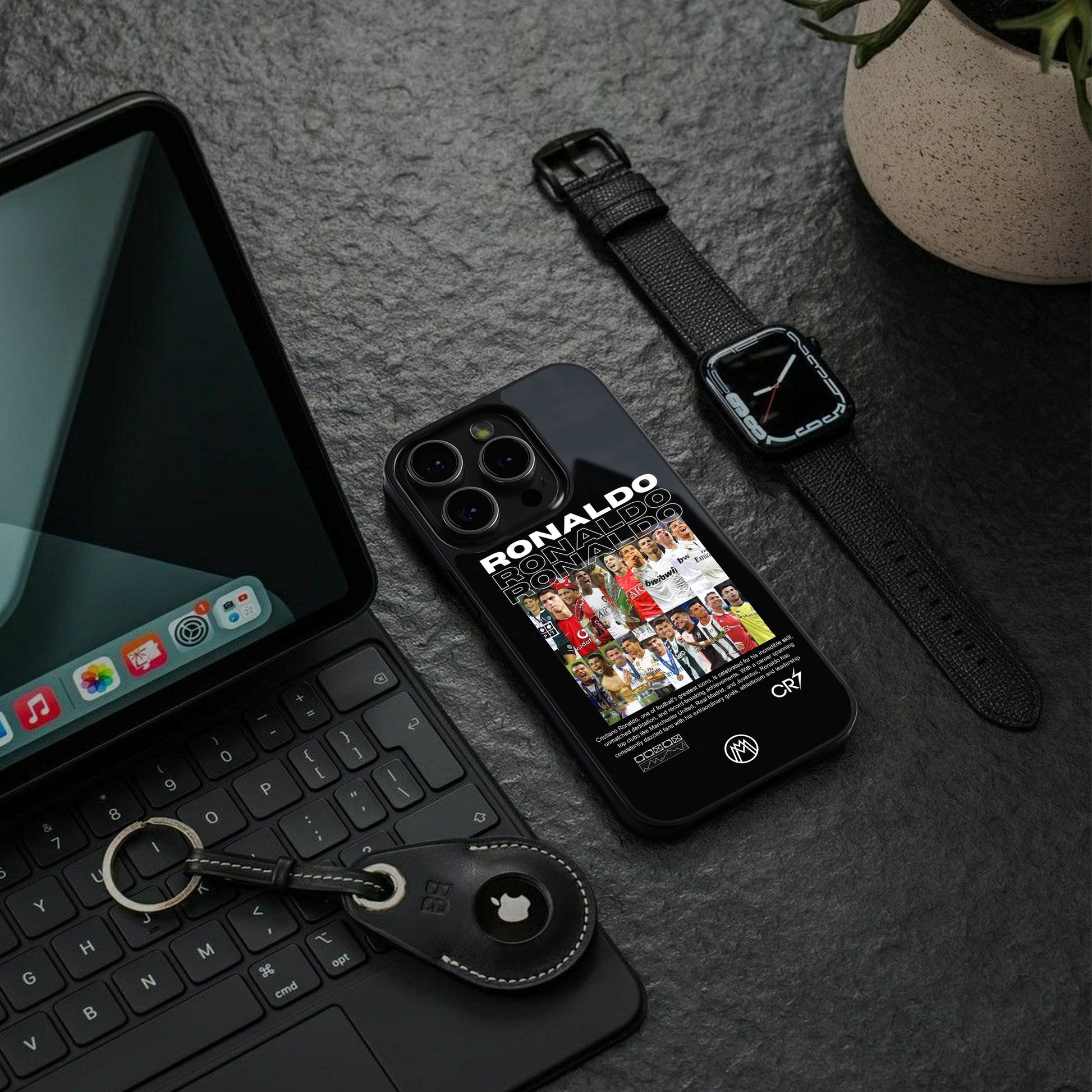 ronaldo back phone cover | glass case for iphone 16 pro