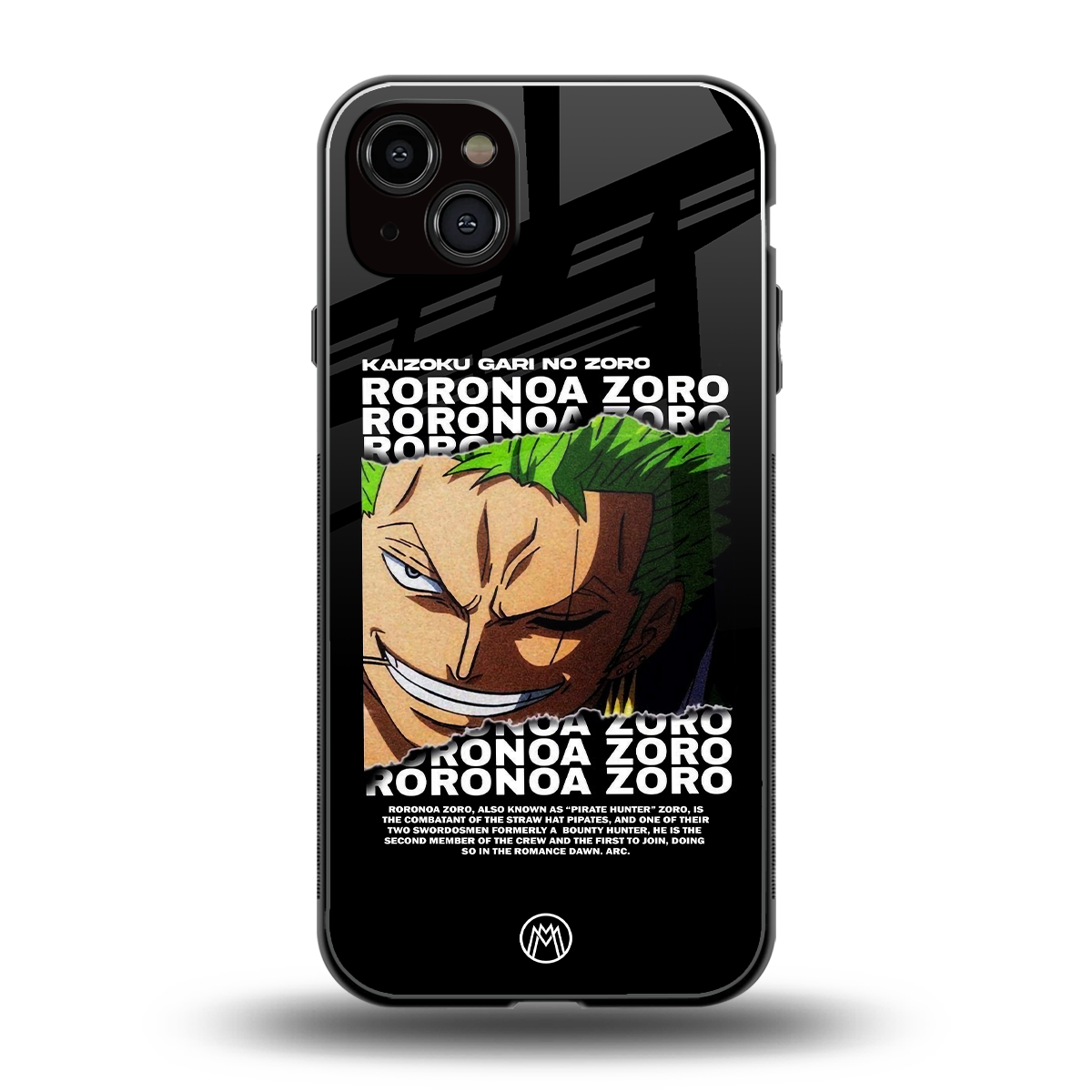roronoa zoro anime back phone cover | glass case for iphone 15 plus