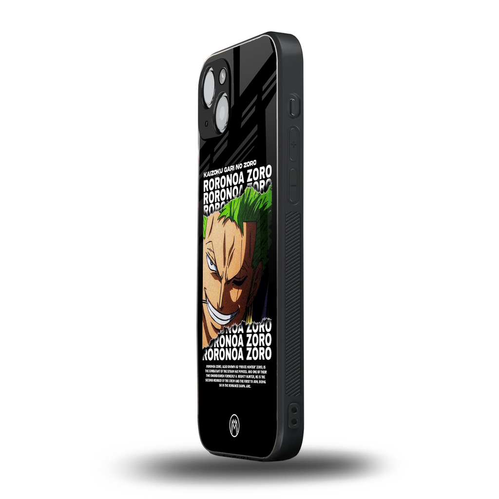 roronoa zoro anime back phone cover | glass case for iphone 15 plus