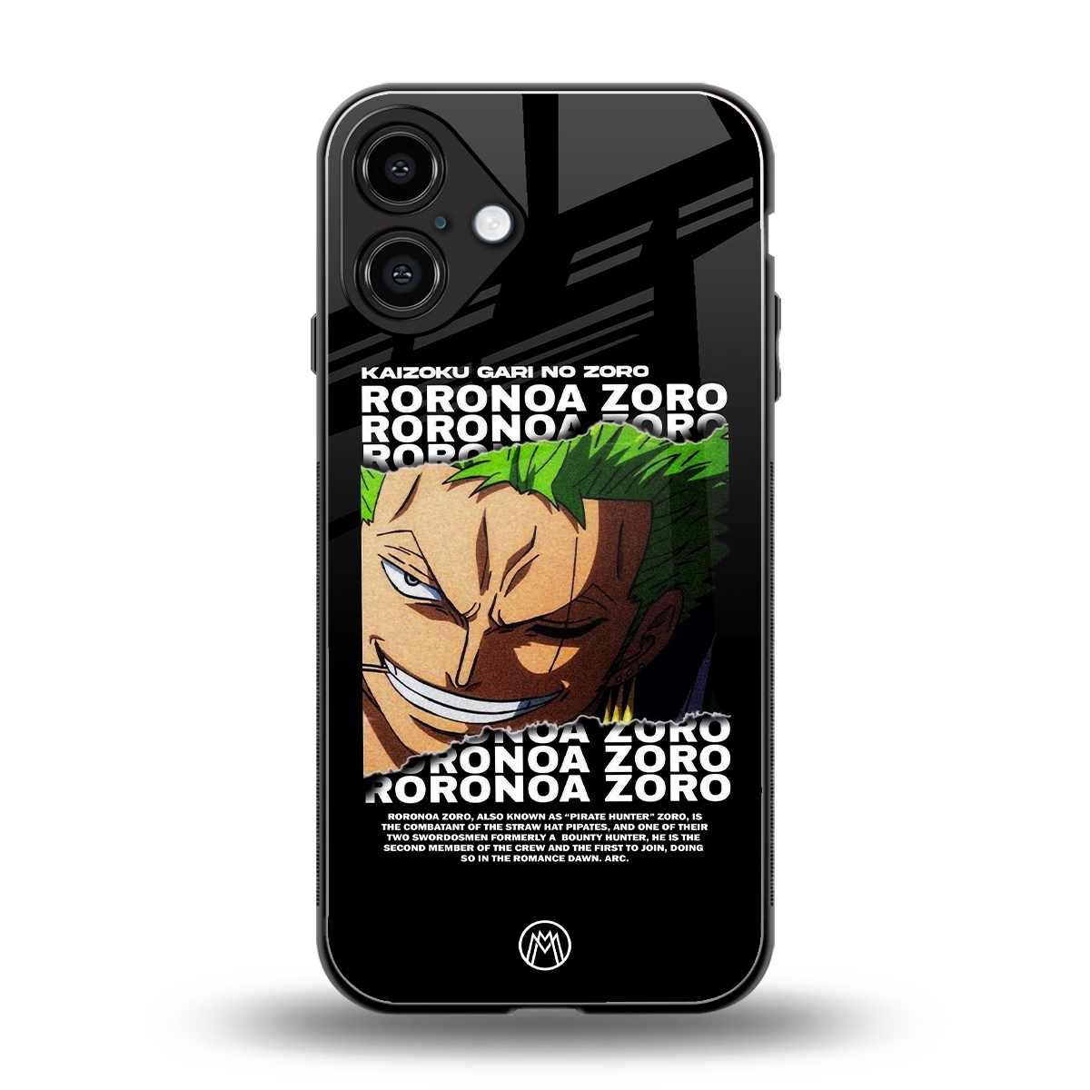 roronoa zoro anime back phone cover | glass case for iphone 16 plus