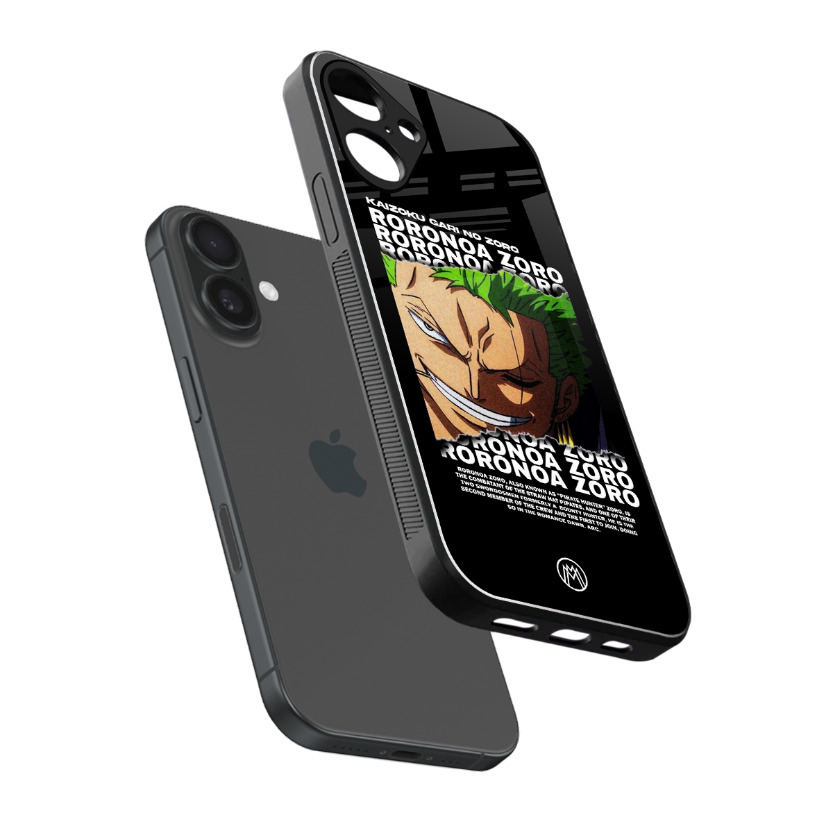 roronoa zoro anime back phone cover | glass case for iphone 16 plus