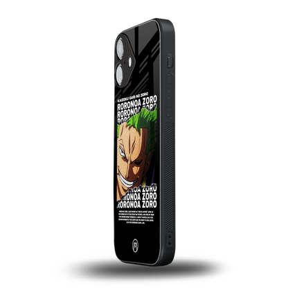 roronoa zoro anime back phone cover | glass case for iphone 16 plus