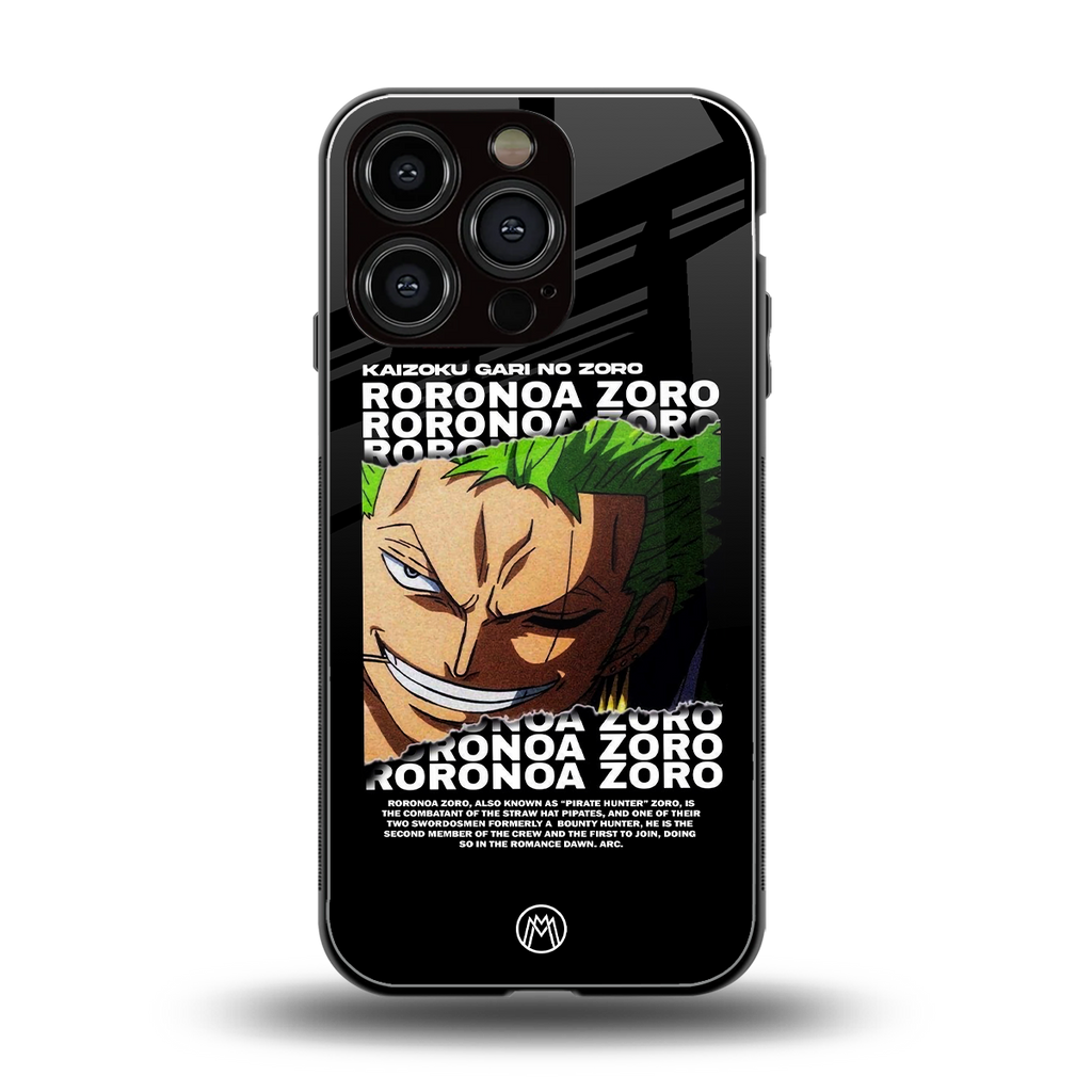 roronoa zoro anime back phone cover | glass case for iphone 16 pro