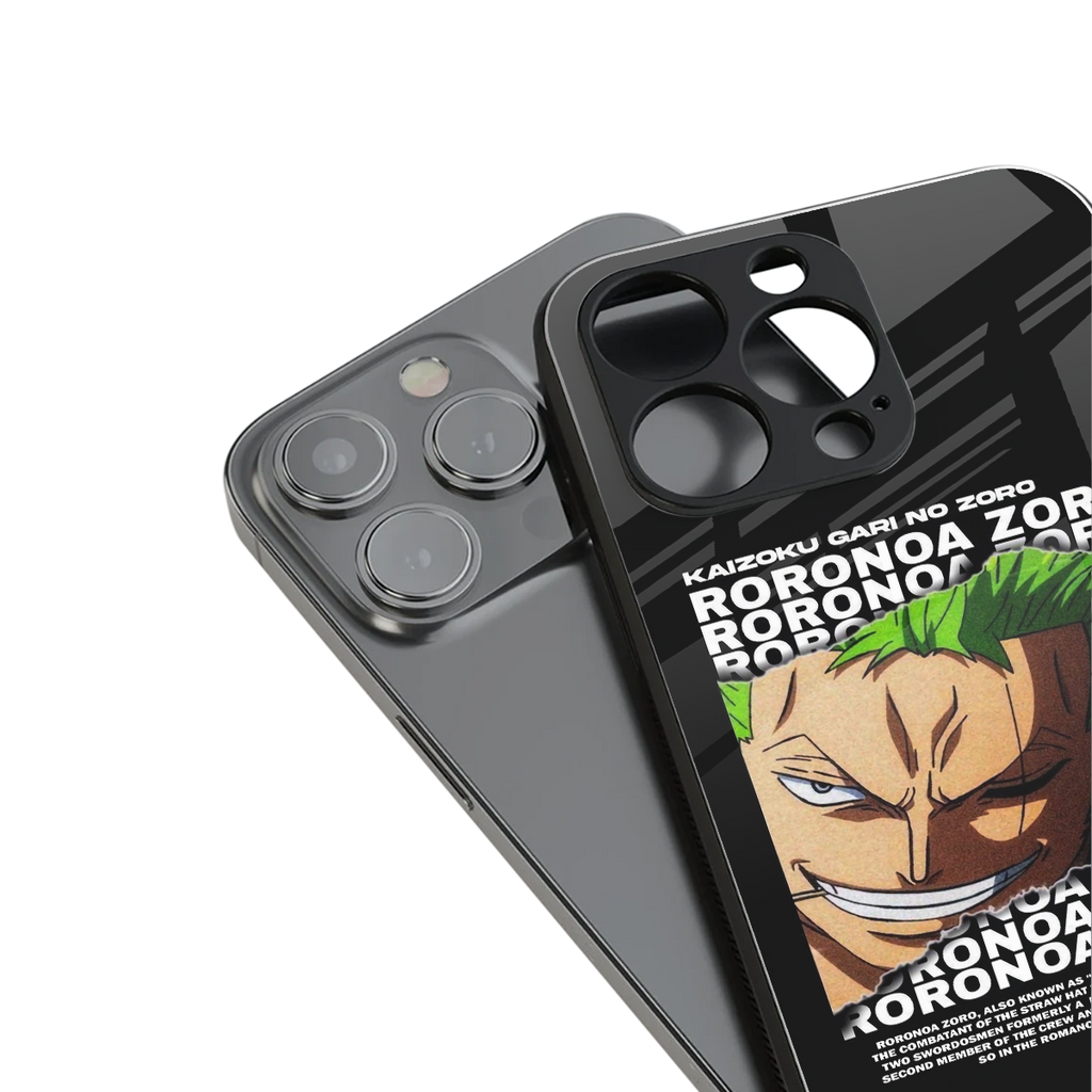roronoa zoro anime back phone cover | glass case for iphone 15 plus