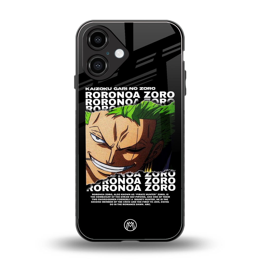 roronoa zoro anime back phone cover | glass case for iphone 16