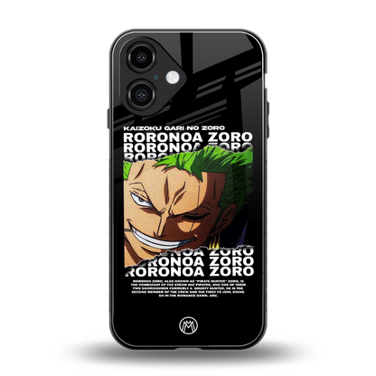 roronoa zoro anime back phone cover | glass case for iphone 16
