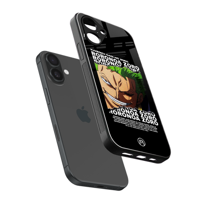 roronoa zoro anime back phone cover | glass case for iphone 16