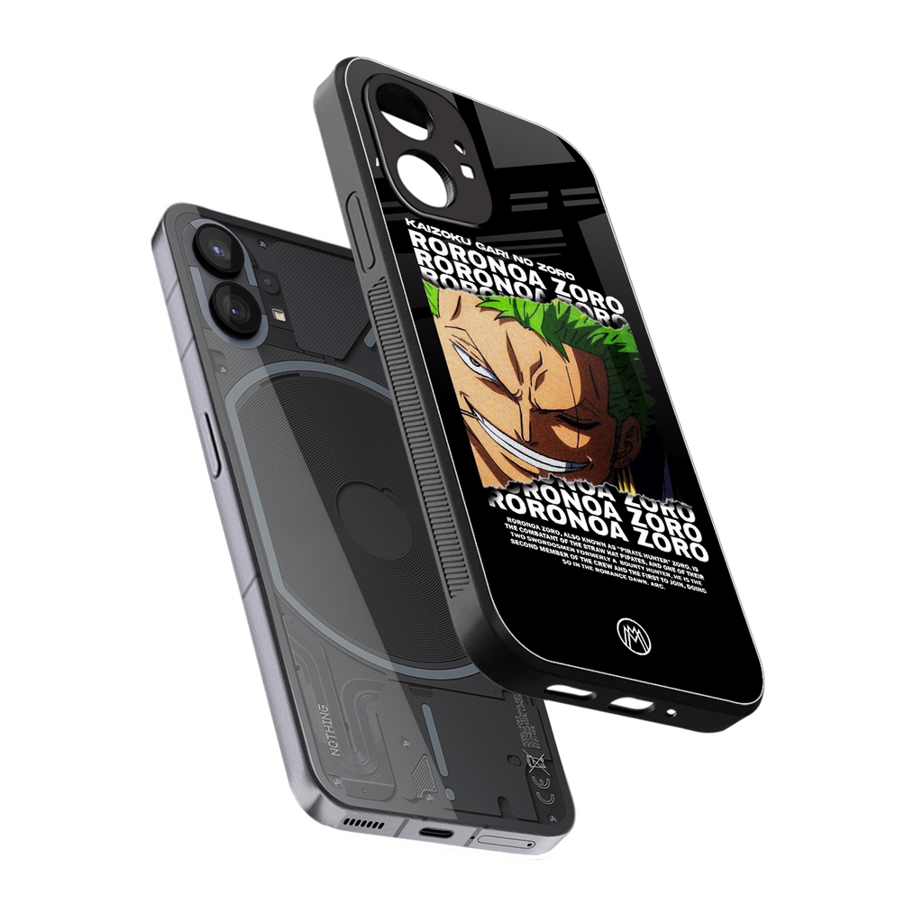 roronoa zoro anime back phone cover | glass case for nothing phone 1