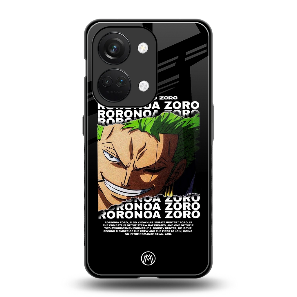 roronoa zoro anime back phone cover | glass case for oneplus nord 3