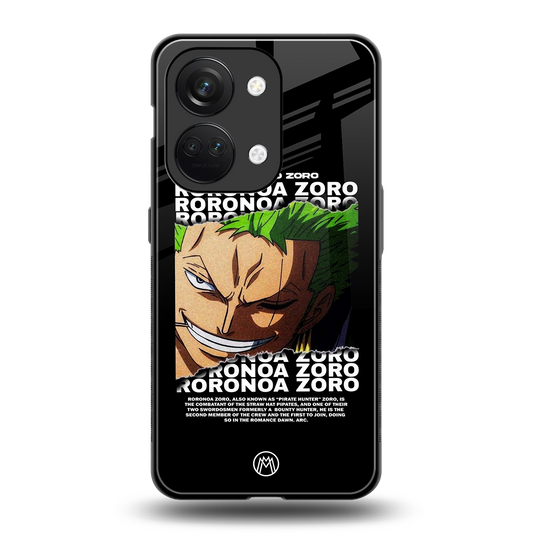roronoa zoro anime back phone cover | glass case for oneplus nord 3