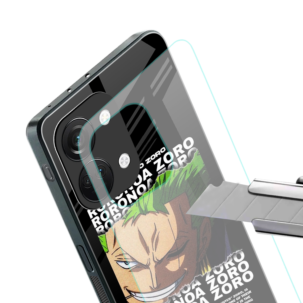 roronoa zoro anime back phone cover | glass case for oneplus nord 3