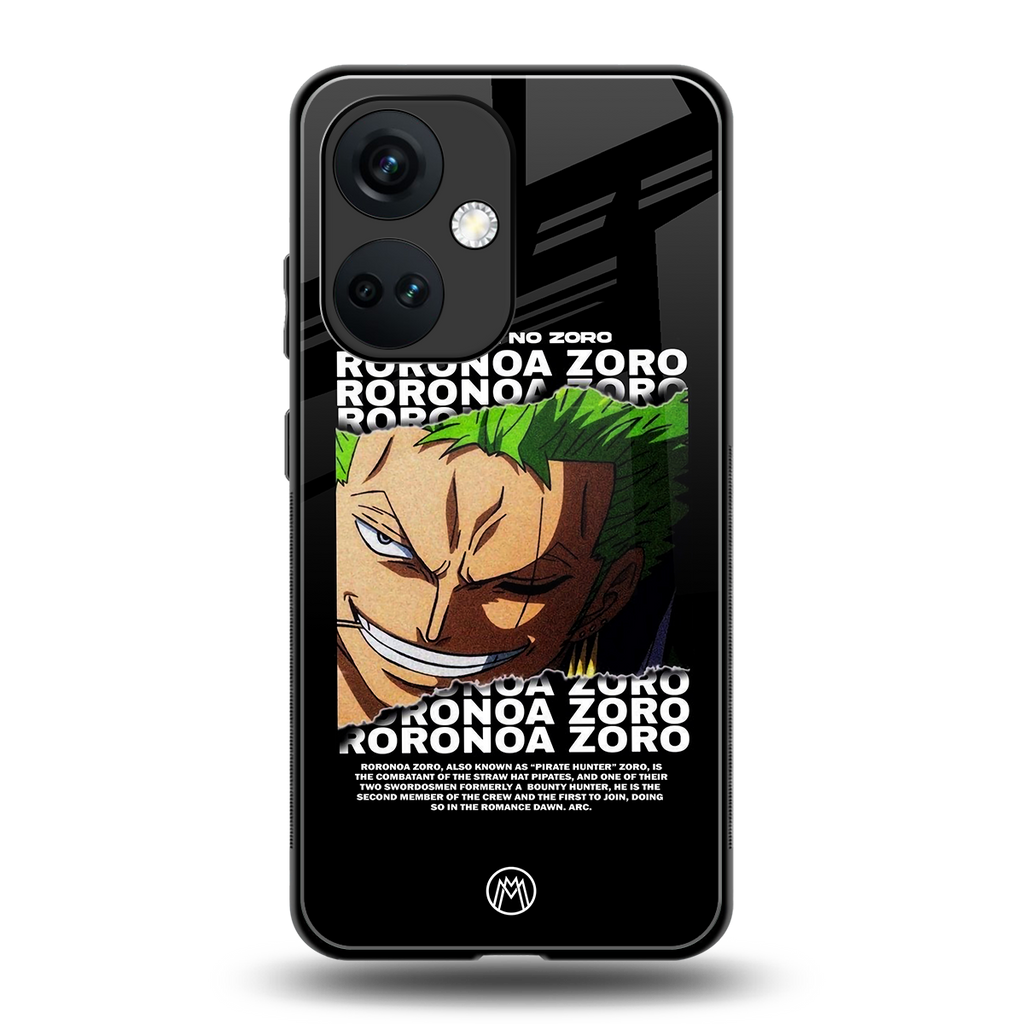 roronoa zoro anime back phone cover | glass case for oneplus nord ce 3